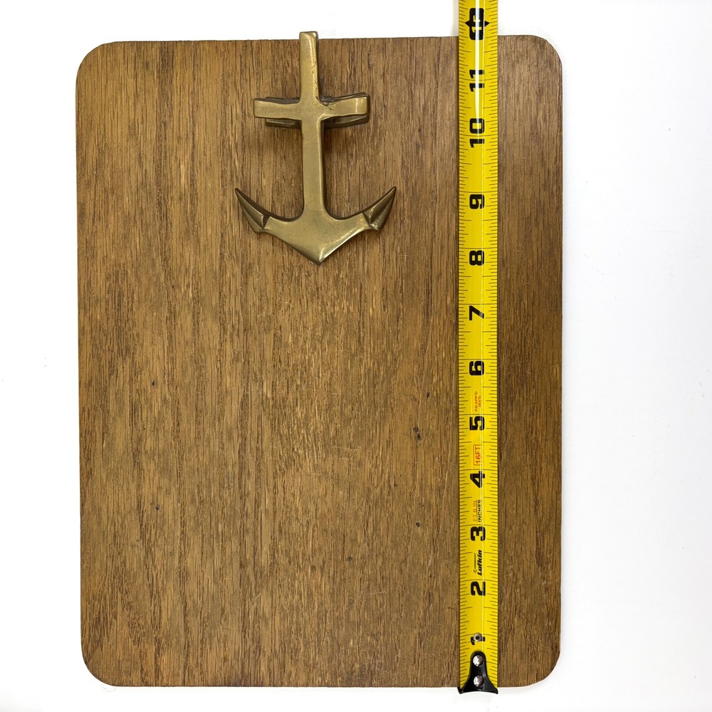 Vtg PENCO Nautical Wooden Clipboard Brass Anchor Clip Made in Taiwan Coastal MCM - Picture 11 of 13